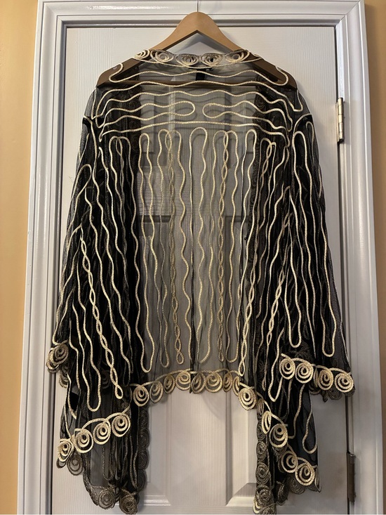 Catherines Jackets & Blazers - Catherines Black Sheer Duster with Gold Embroidered Trim. Size 5X